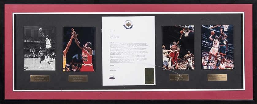 Michael Jordan "Mr. June" Memorable Moments Photo Collection With Signed Letter In 41x17 Framed Display (UDA)